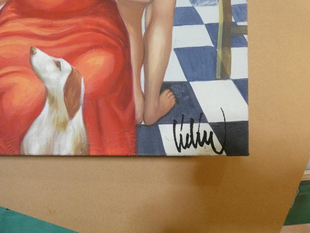 油絵　額付き　国領経郎　 F8 【　人物　】手描き　肉筆