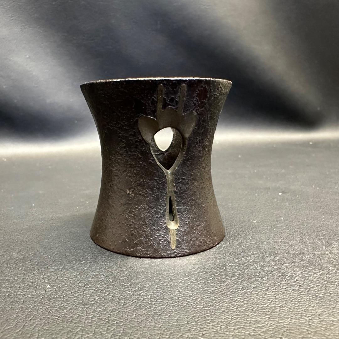 ♡Ea左1008 釜師 蓋置 透かし彫り 沈金彫立鶴蓋置 縁起物 茶道具