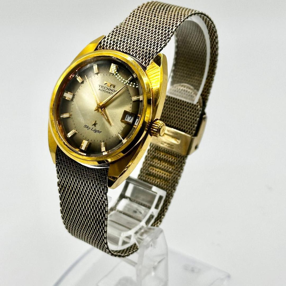 稼働 ヴィンテージ TECHNOS SkyLight 手巻き デイト　腕時計