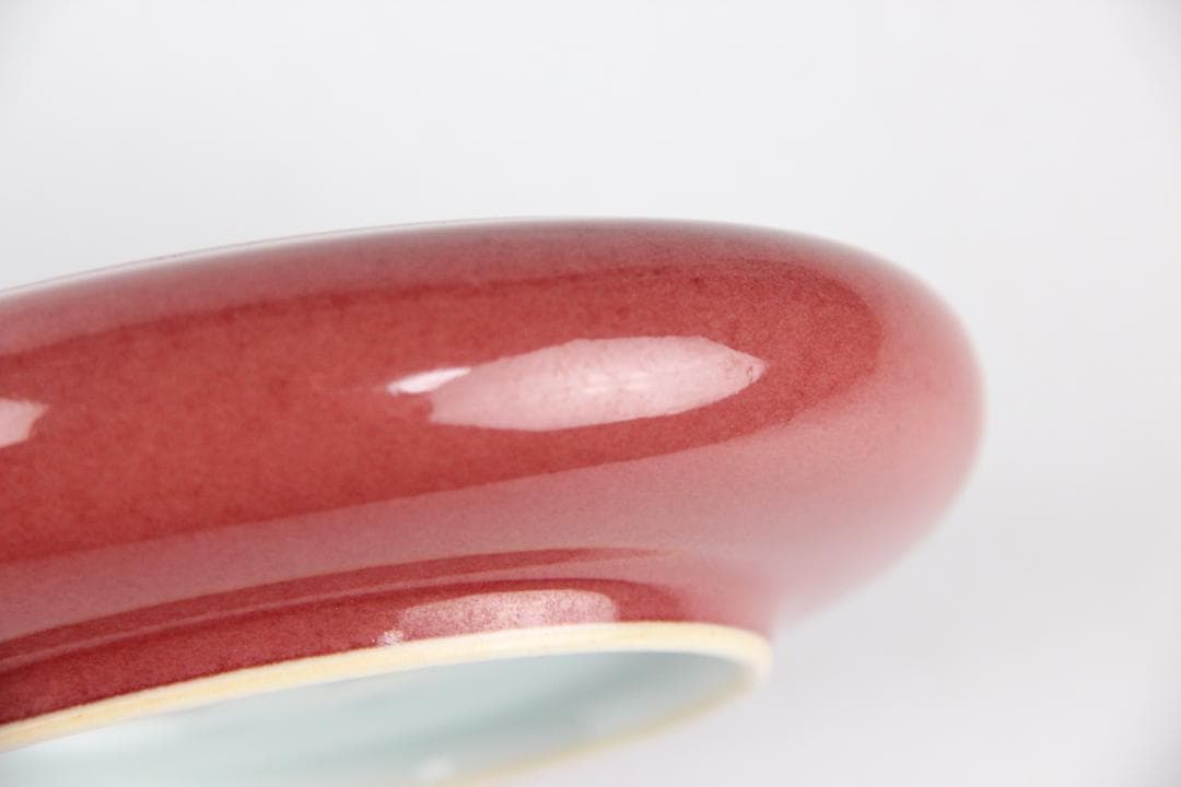 中国美術　釉裏紅　水洗　大清康熙年製款　文房具　書道具　筆洗 ESM12-2