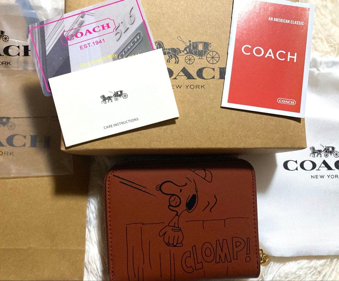 人気商品 COACH X PEANUTS ビルフォールド ウォレット ブラウン