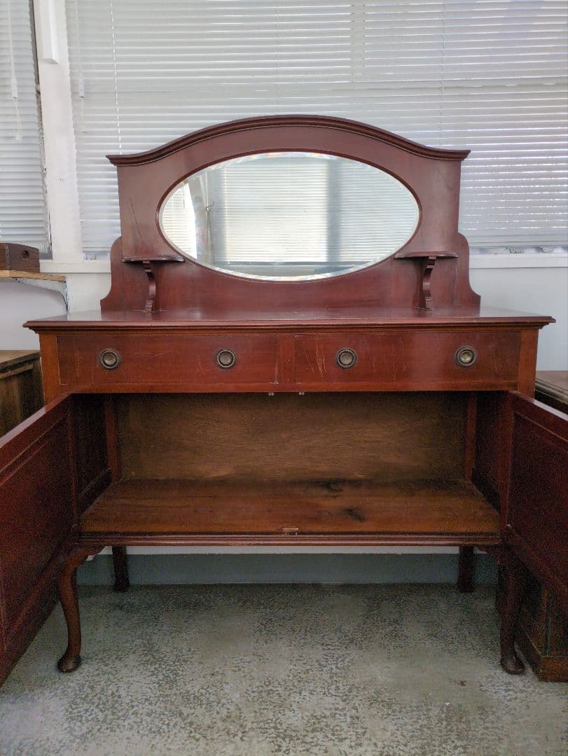 イギリスアンティーク ドレッサー シェルフ 鏡台 猫足