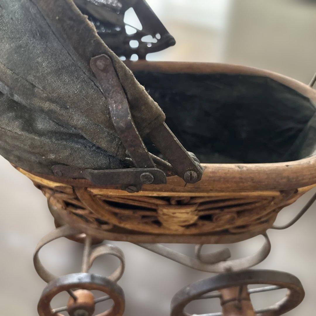 [お値下げ]アンティーク　木製ドール用ベビーカー