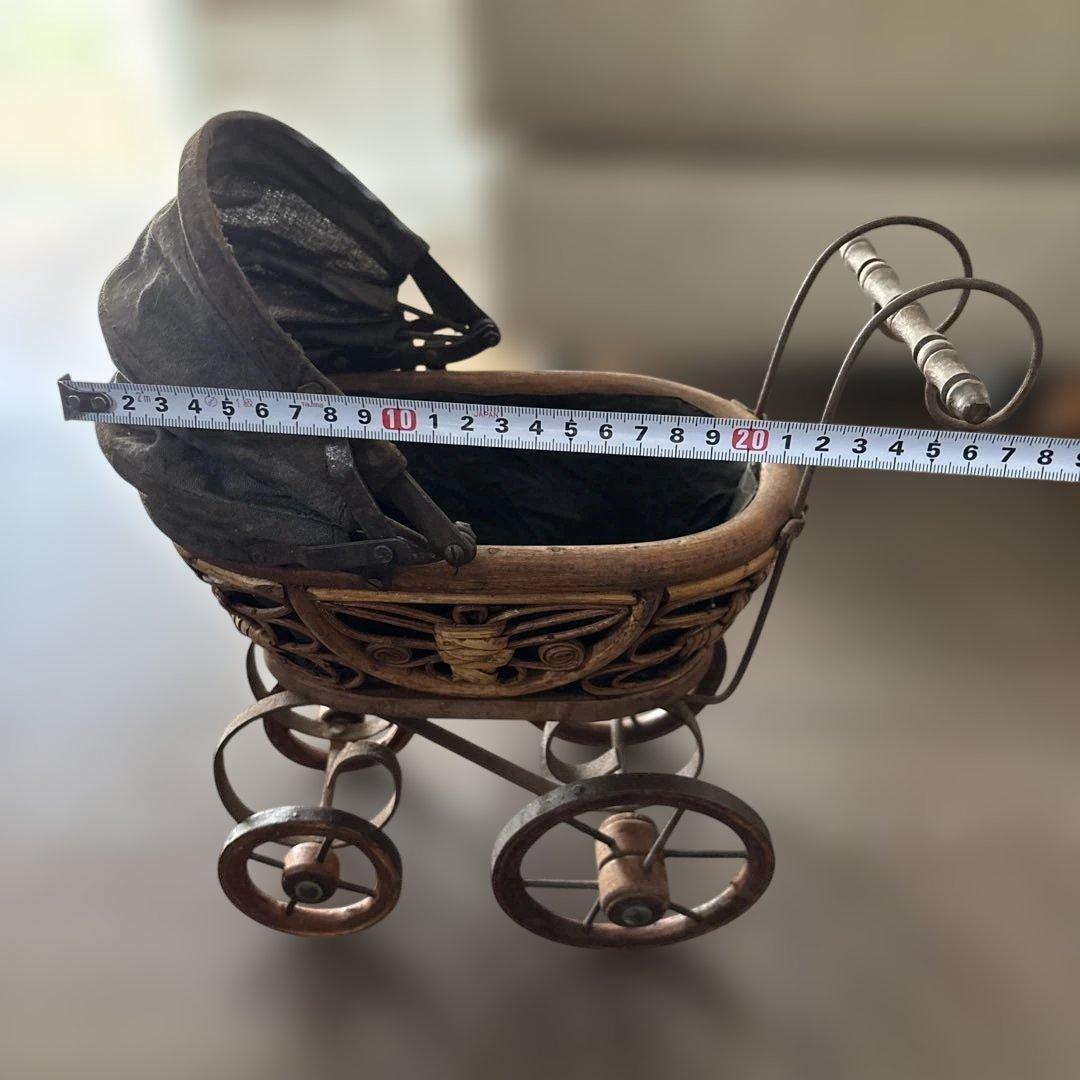 [お値下げ]アンティーク　木製ドール用ベビーカー