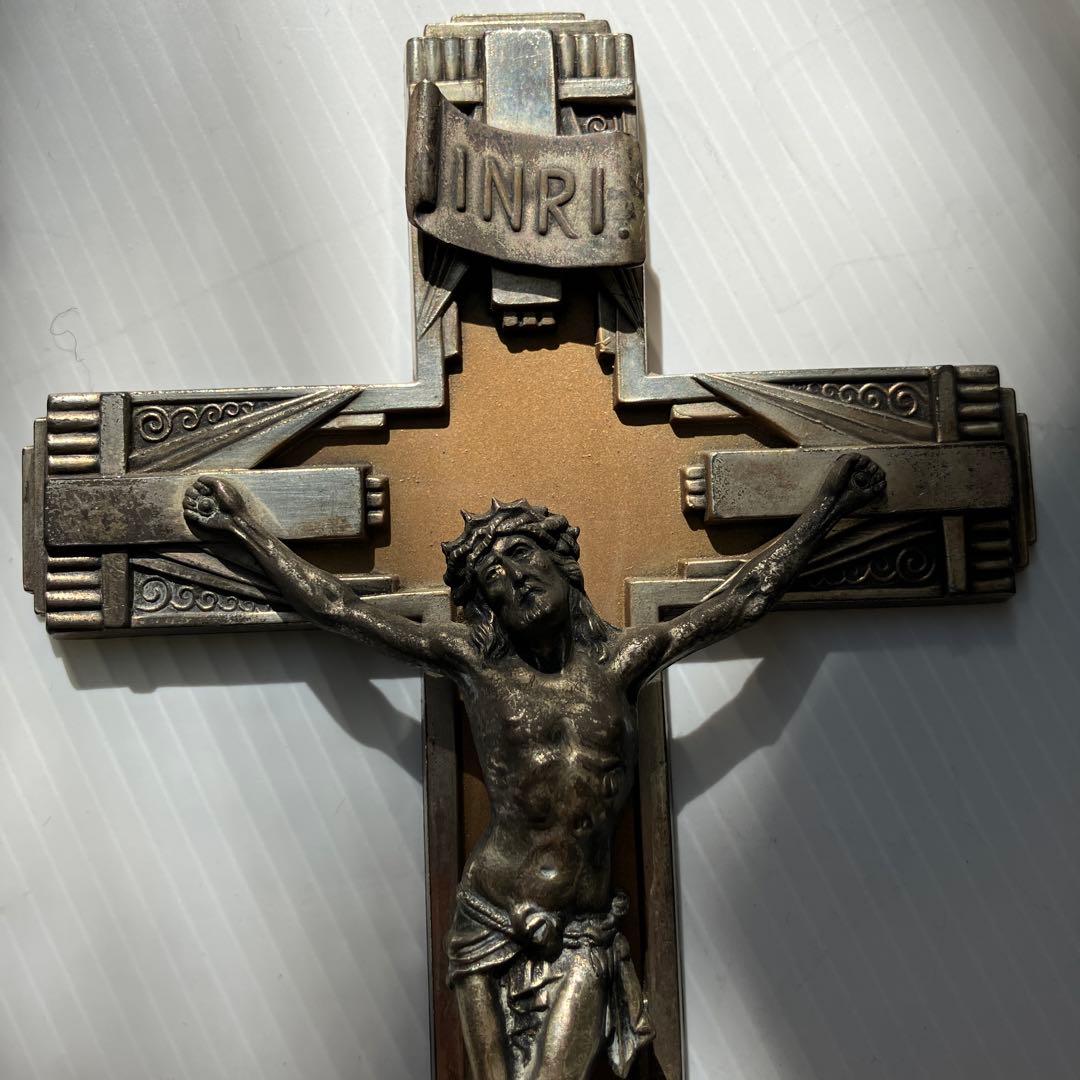 キリスト磔刑壁掛け　フランスアンティーク　アールデコ様式　十字架像　クリスマス