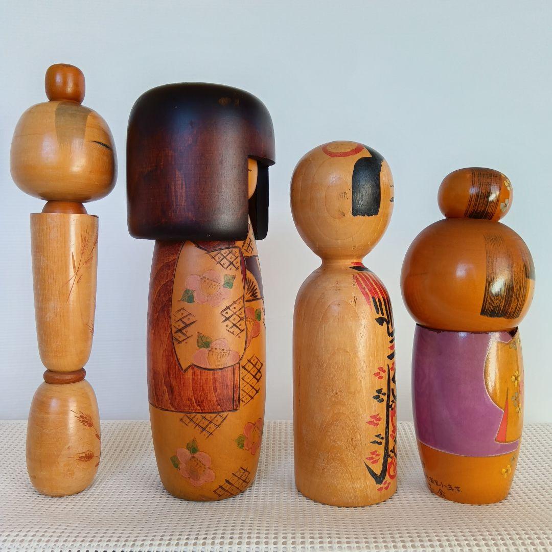 創作こけし　伝統こけし　4体