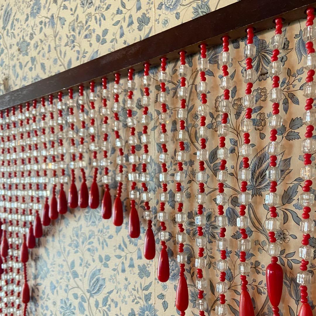 昭和レトロ　ビーズのれん　当時物　暖簾　レトロポップ