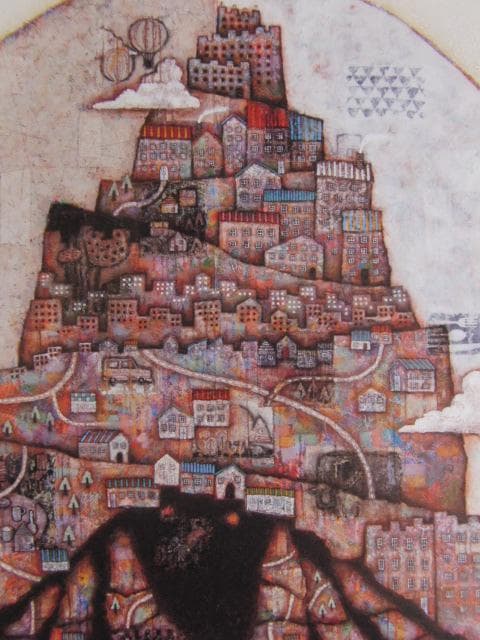 金丸悠児、バベルの街、希少な画集より、新品高級額・額装付、状態良好