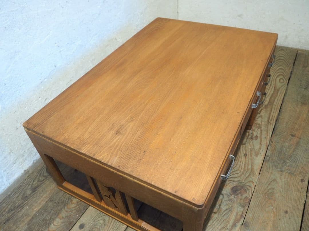 1211 ヴィンテージ　ロータイプの片袖机　文机　ローテーブル　古家具　レトロ