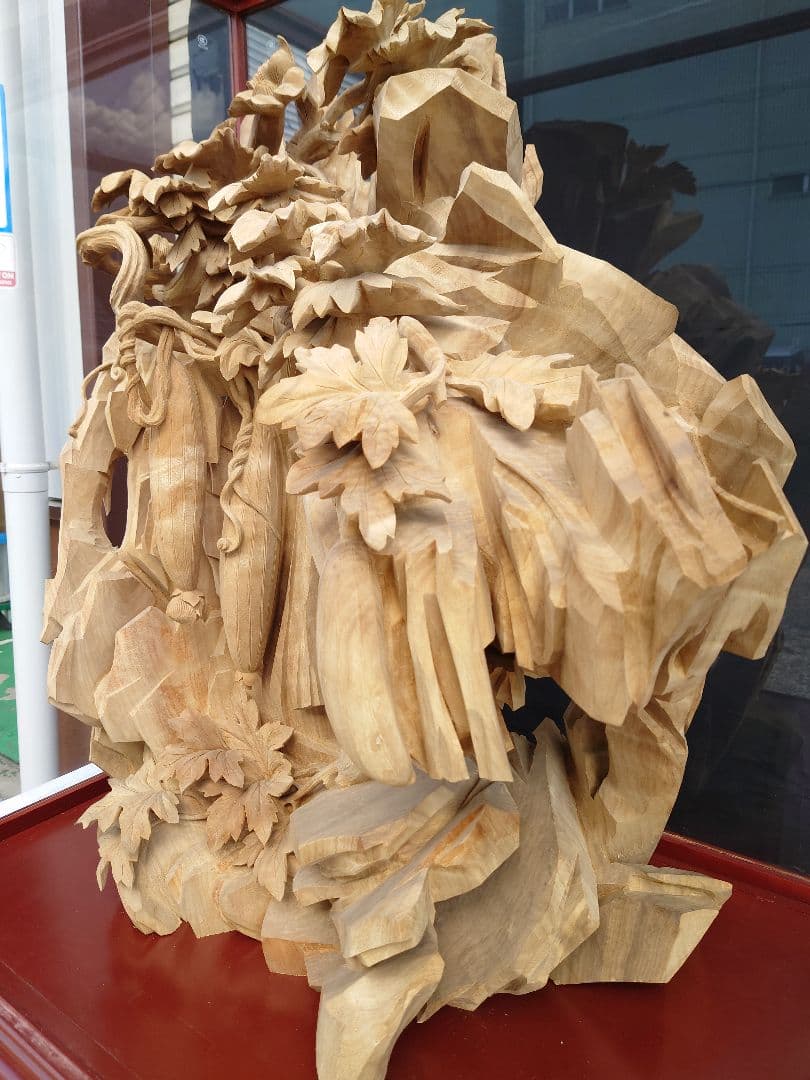 極細彫刻❗楠一刀彫瓜/逸品物/家宝/衝立/アンティーク/床置物/木彫り/送料無料