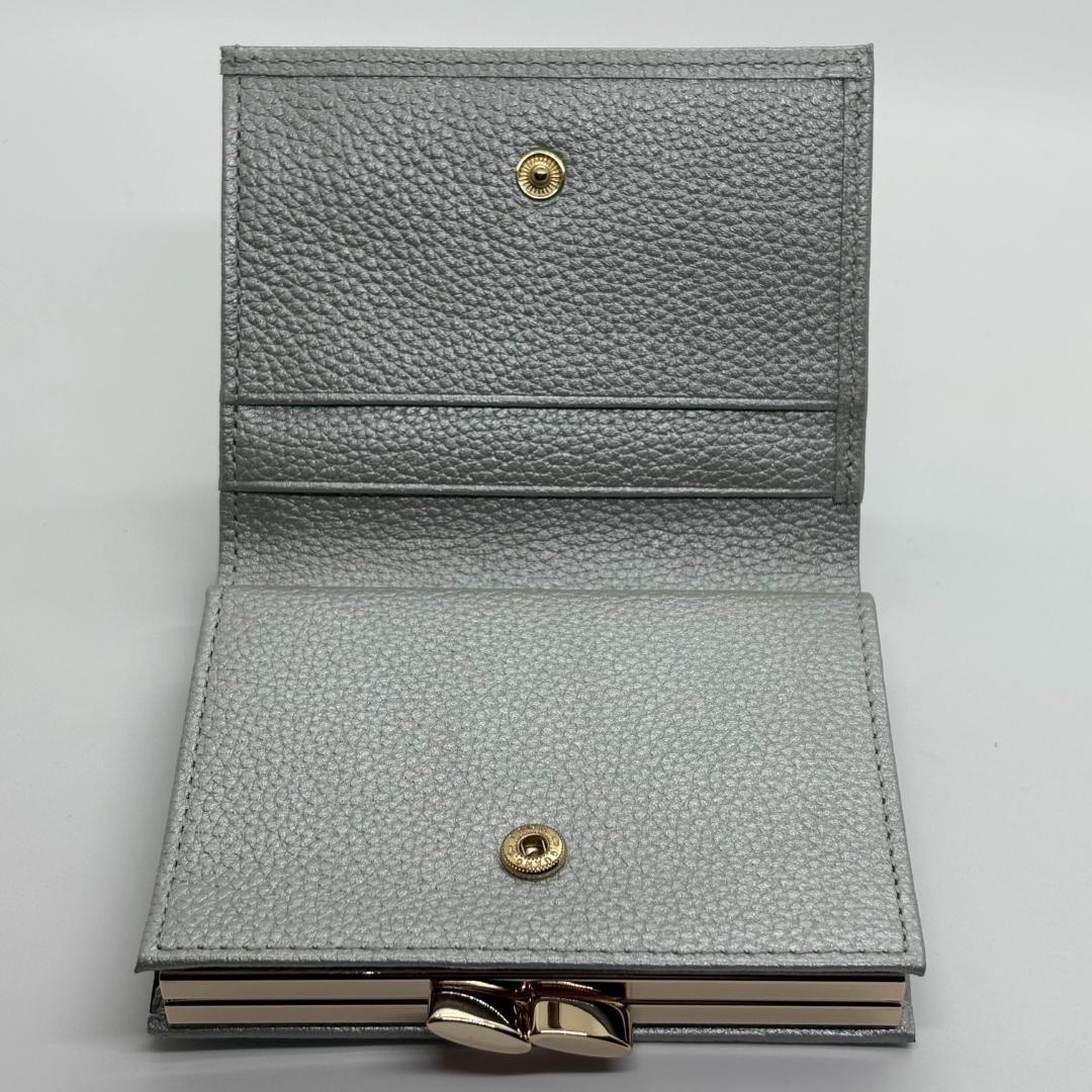 新品 皇居土産 がま口財布 本革製 銀色 ( 皇居財布・開運財布・金運招福 )