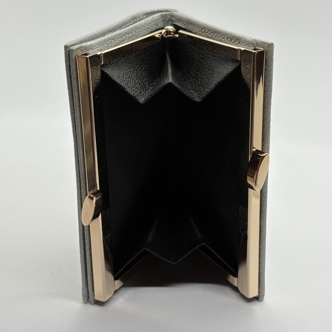 新品 皇居土産 がま口財布 本革製 銀色 ( 皇居財布・開運財布・金運招福 )