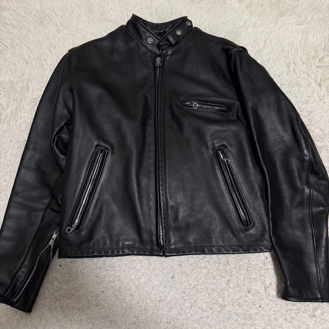 極美品XLサイズ相当　ショット　シングルライダースジャケット　ライナー付き