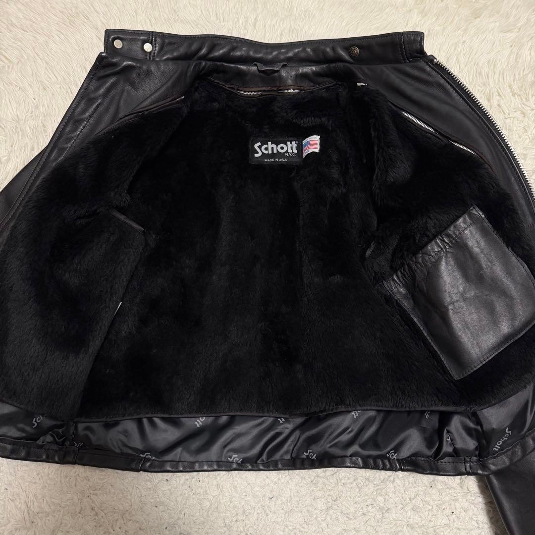 極美品XLサイズ相当　ショット　シングルライダースジャケット　ライナー付き