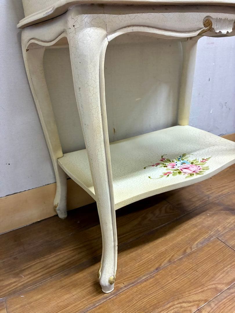 管398☆イタリア製☆ロココ調☆姫家具☆ヒビ加工☆サイドテーブル