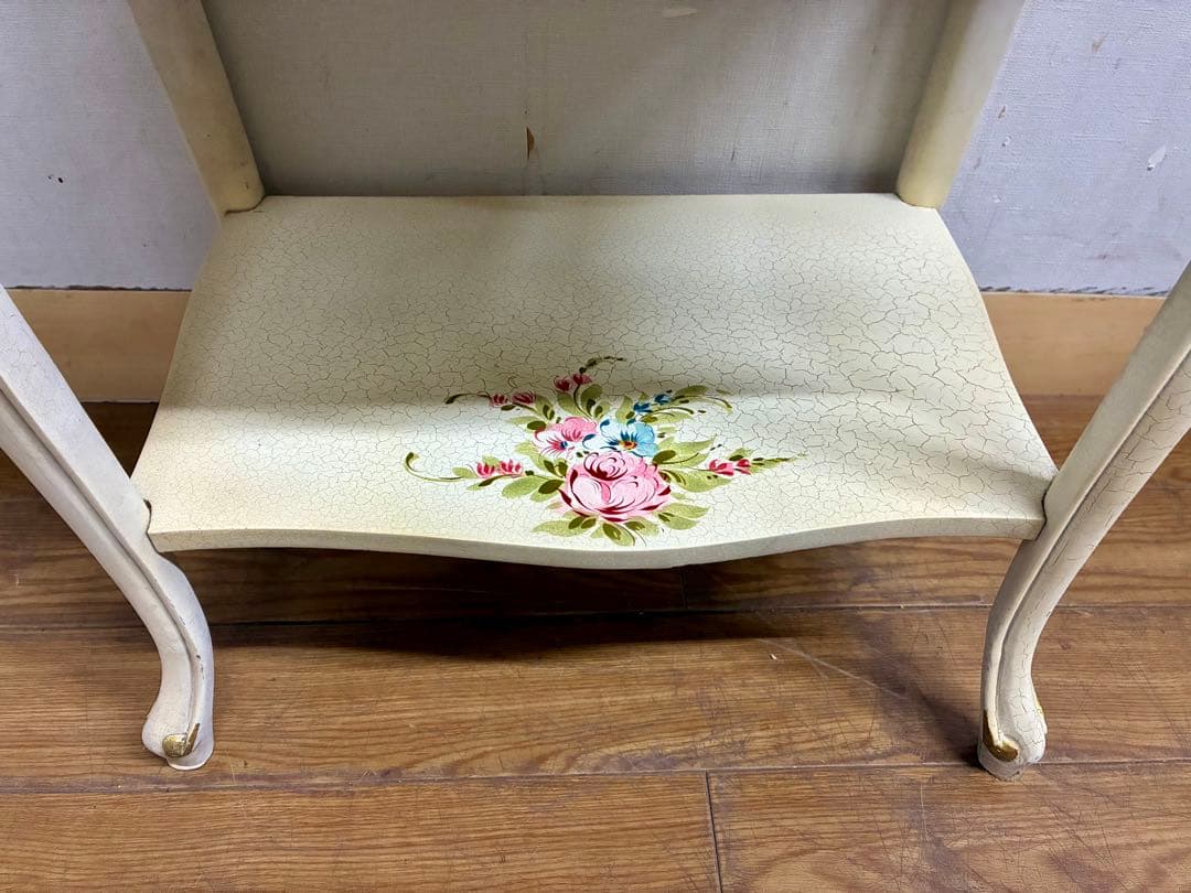 管398☆イタリア製☆ロココ調☆姫家具☆ヒビ加工☆サイドテーブル