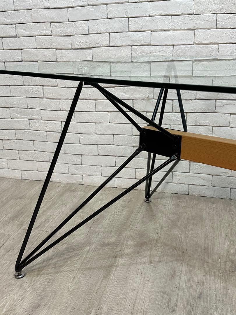 【東京都23区配送無料】デザイナーズ　ガラス　ダイニングテーブル　リビング　格安