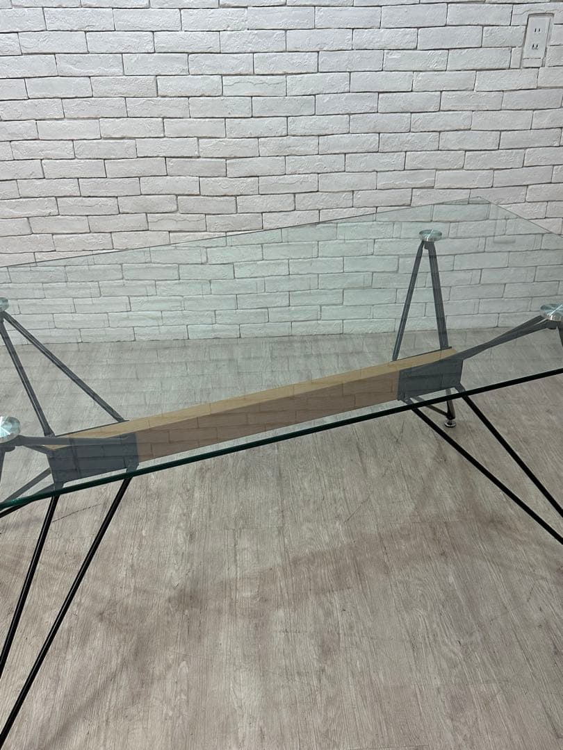 【東京都23区配送無料】デザイナーズ　ガラス　ダイニングテーブル　リビング　格安