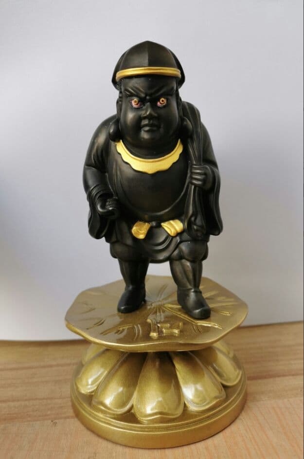 【修縁堂】高級 仏像 七福神 大黒天立像 銅製品 仏教工芸品 彫刻 18cm