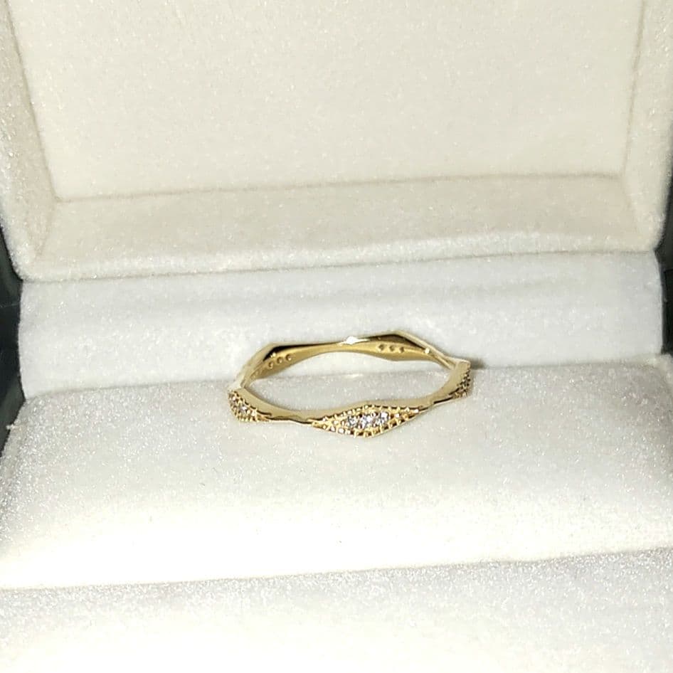 ete 完売品 リアンリング K10YG フルエタニティ ダイヤ0.09 13号