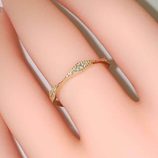 ete 完売品 リアンリング K10YG フルエタニティ ダイヤ0.09 13号