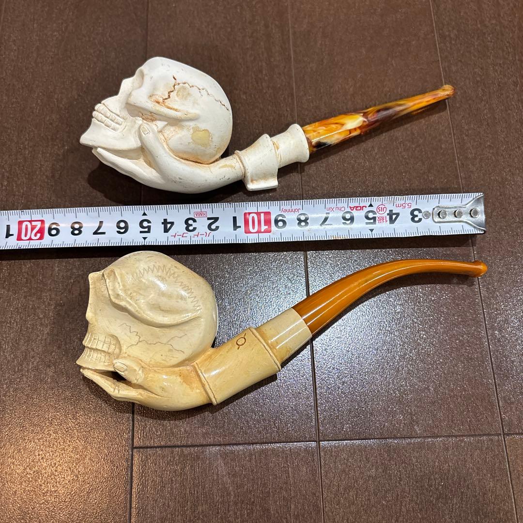 ビンテージ　スカル & ハンド　パイプ　2個セット　メシャム　陶器