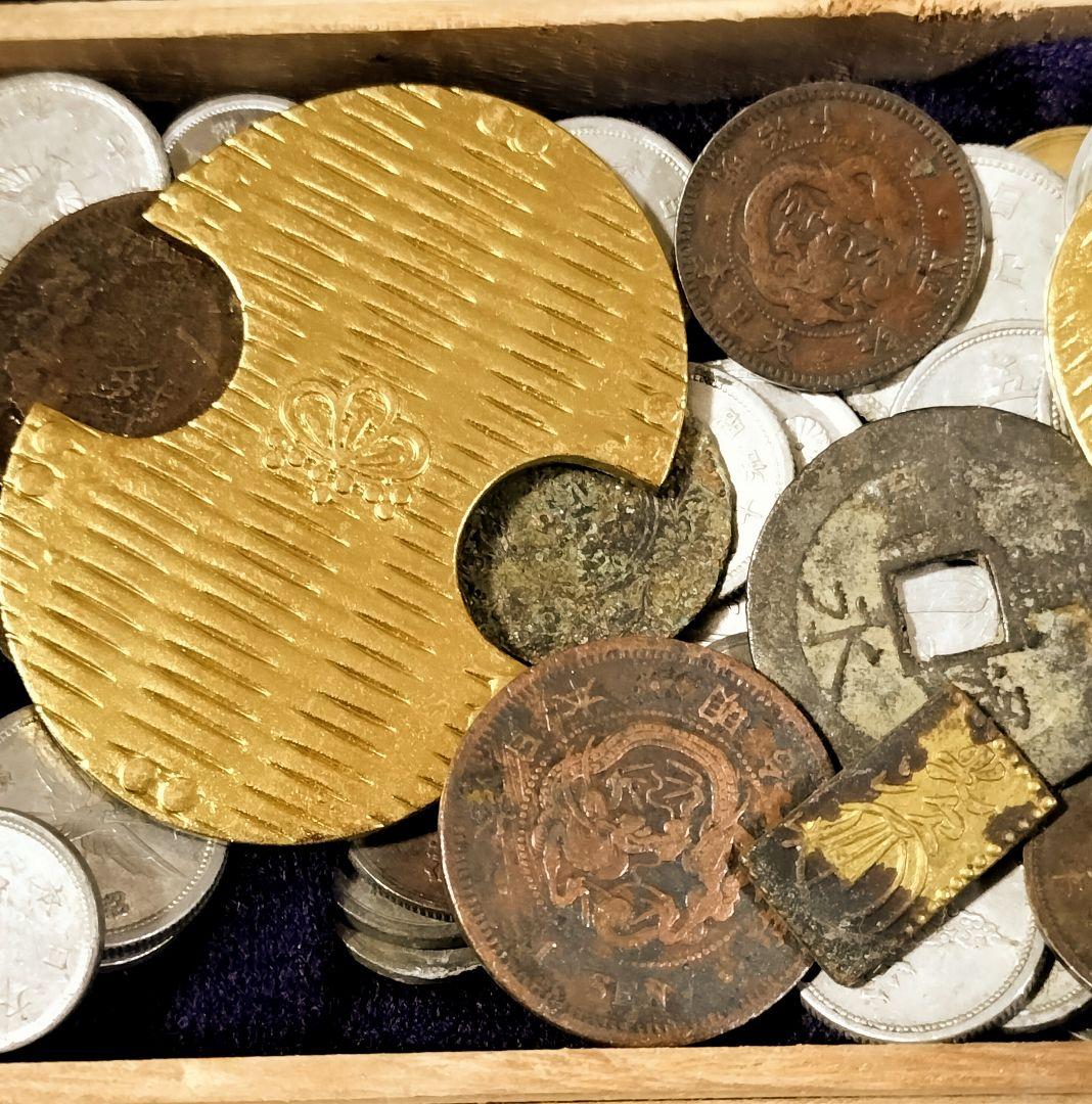 ひ*ん様 小判二分金雑銭古銭通宝など色々多種 桐箱おまけ 古銭穴銭雑銭銅貨銀貨