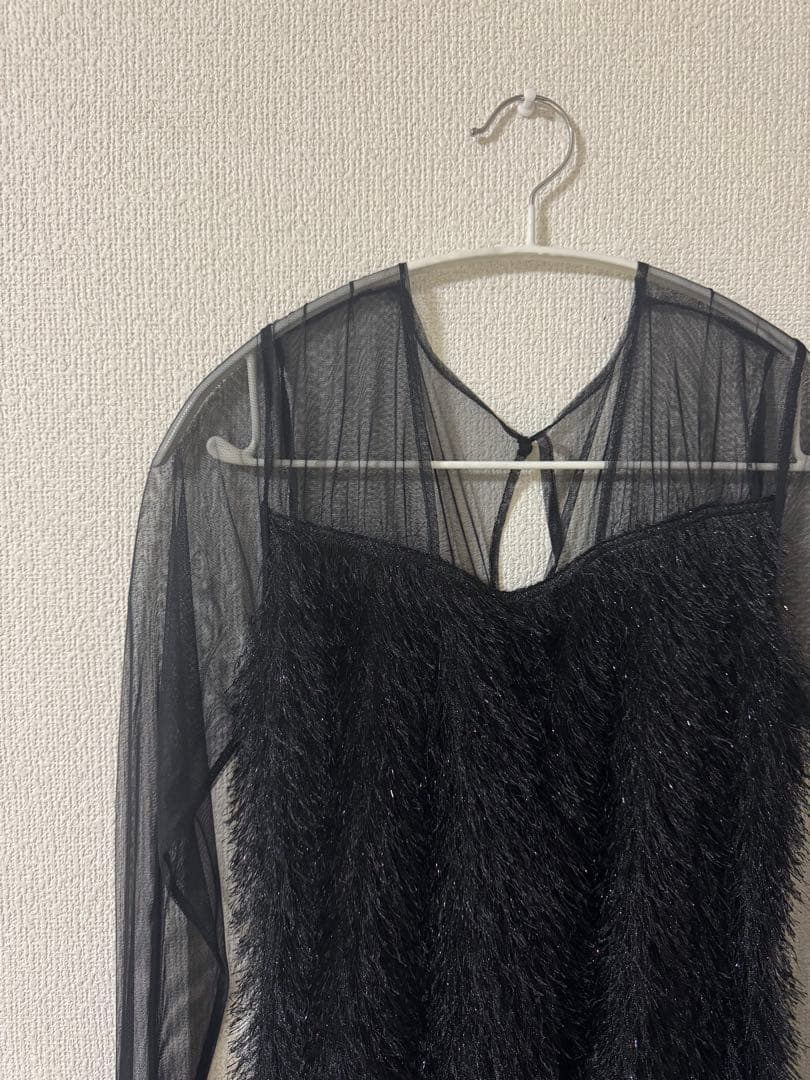 glitter shaggy dress ブラック