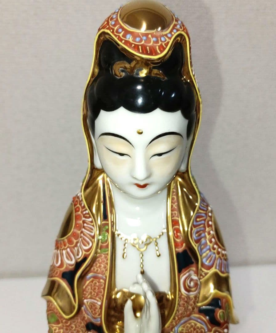 九谷焼【菊仙 】観音菩薩立像✩超美品✩