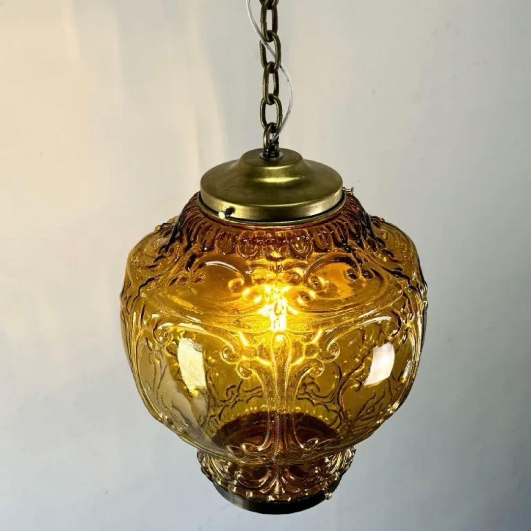 希少　アンバーガラス ペンダントライト ヴィンテージ　アンティーク　39600円