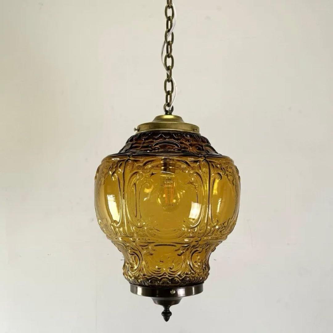 希少　アンバーガラス ペンダントライト ヴィンテージ　アンティーク　39600円