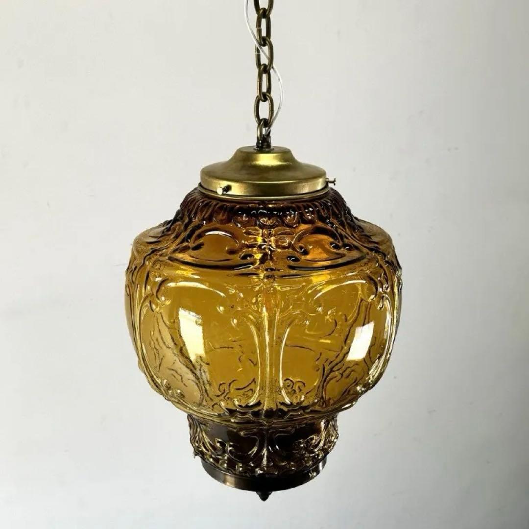 希少　アンバーガラス ペンダントライト ヴィンテージ　アンティーク　39600円