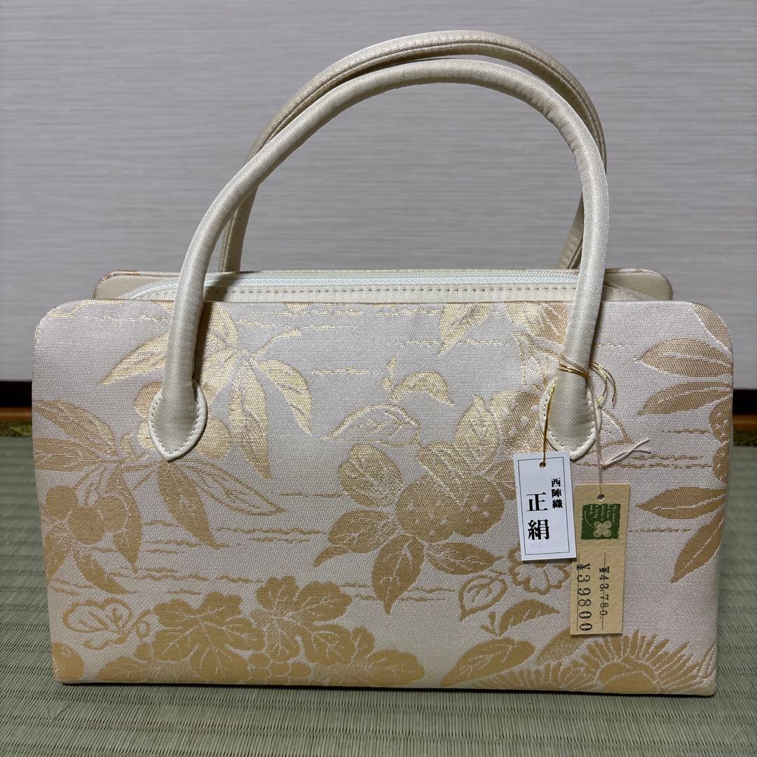 期間限定お値下げ中です！西陣織 正絹 花柄 ハンドバッグ