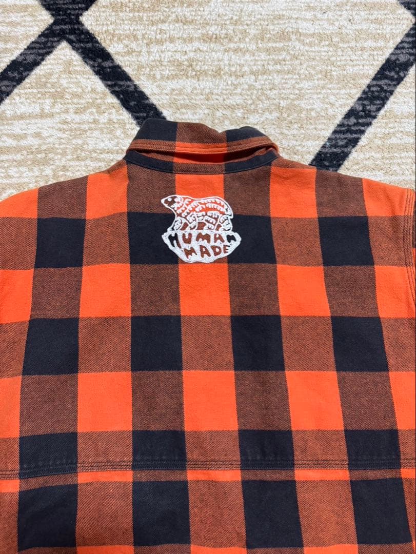 HUMAN MADE チェックシャツ オレンジ黒