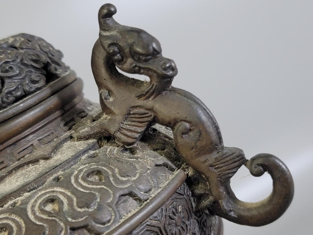 古美術 銅 鬼力 香炉