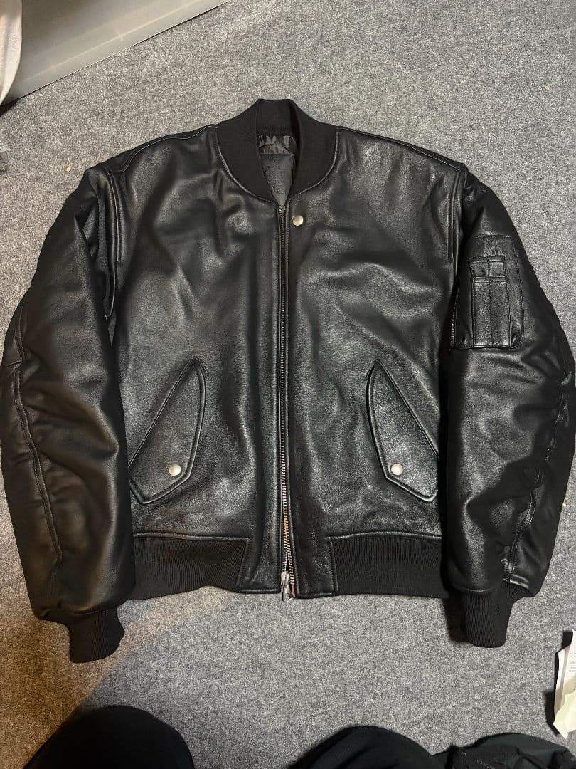 STUSSY LEATHER BUILT BOMBER L レザージャケット