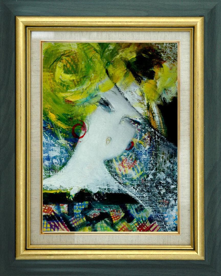 油絵 菅家令子 絵 絵画 インテリア 額付(白) F6-080312 人物 女性