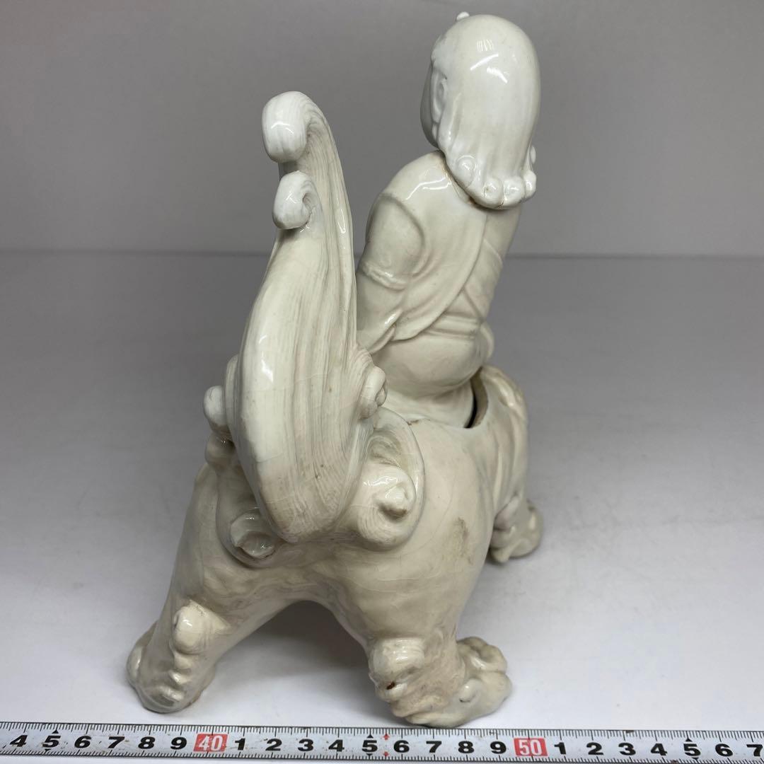 専用　江戸時代　平戸白磁獅子のっ高さ20.6cm 東H5-1016 トコサ