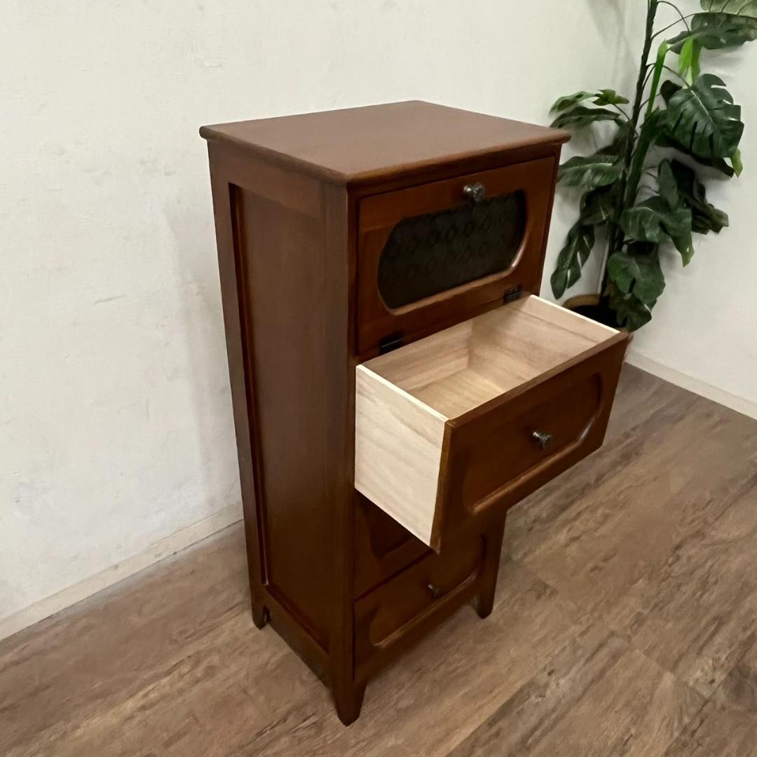 アンティーク調　擦りガラス　チェスト　 キャビネット