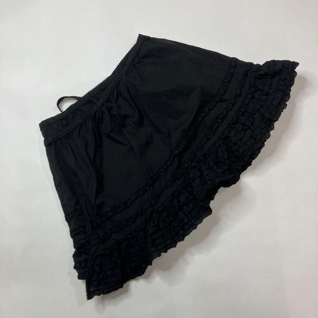 【美品】ピンクハウス 黒 ピコフリル使い タブリエ