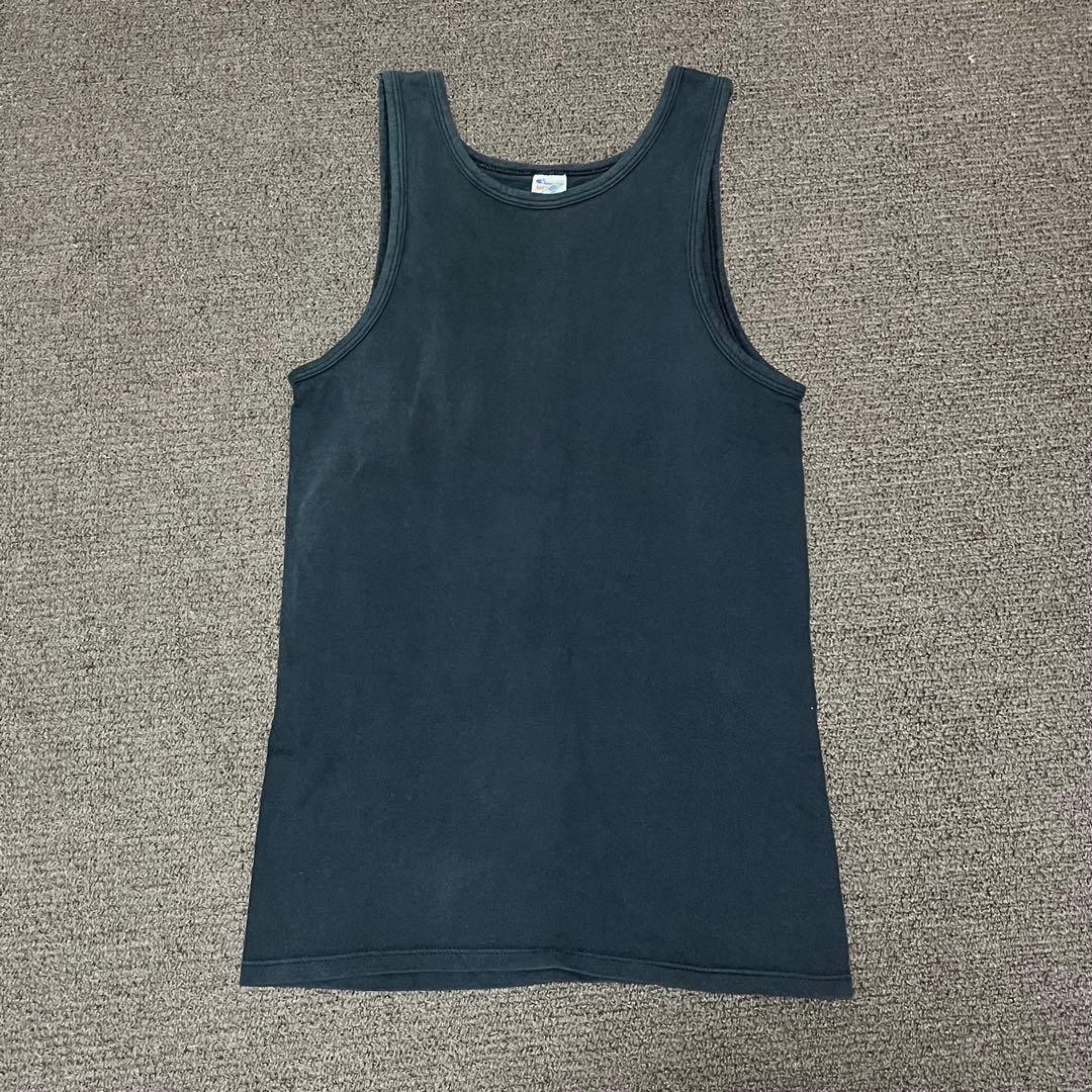 レア　80s Champion トリコタグ ブラック タンクトップ 美フェード