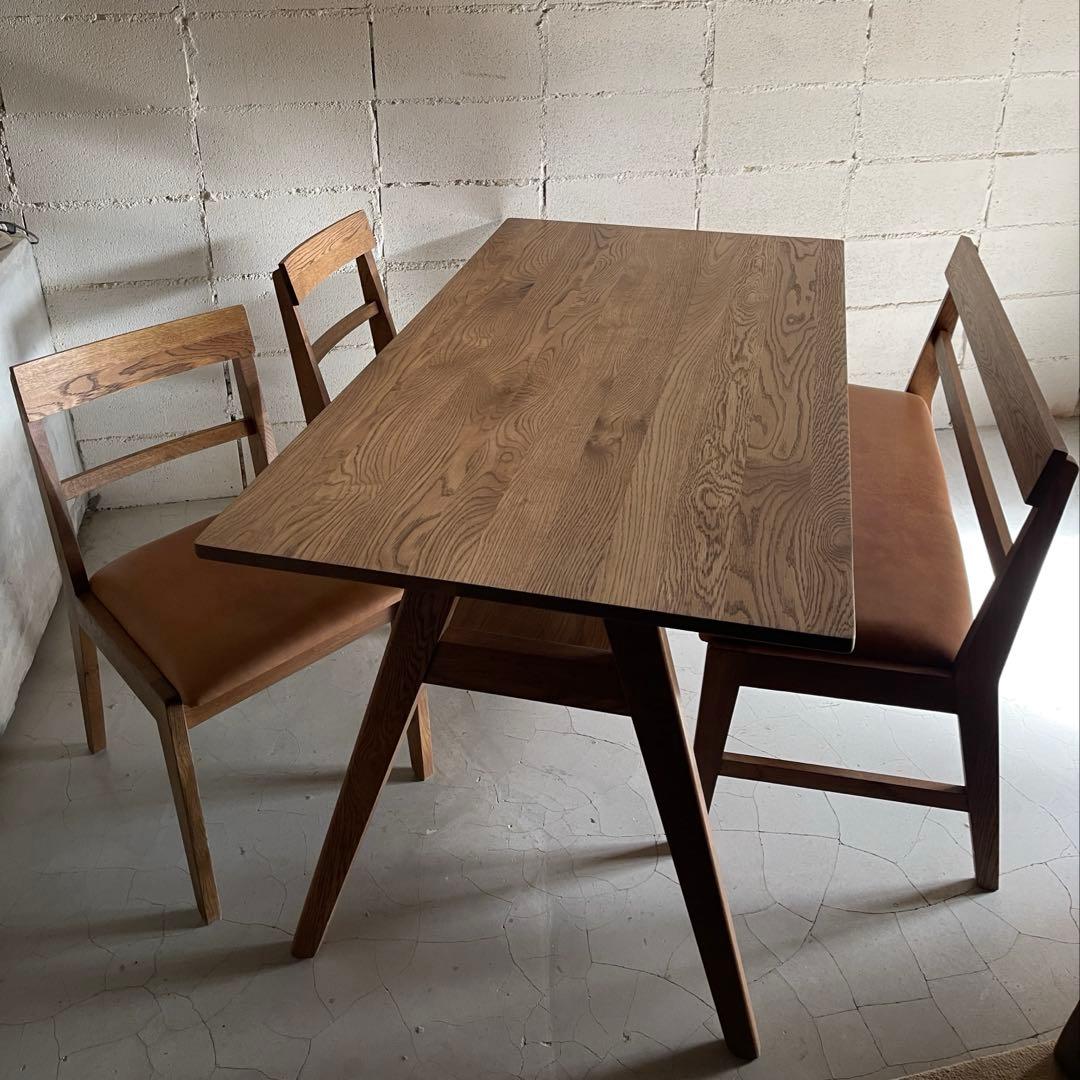 美品　unico ADDAYウニコ アディ　ダイニングテーブル　4点セット　本革