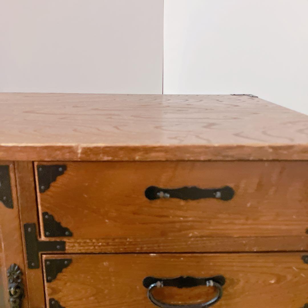 からくり箪笥　耐火金庫付き　アンティーク　昭和レトロ　小物入れ　鍵　ナンバー付き