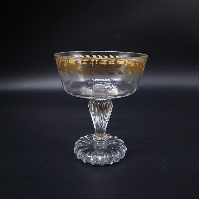 エミール・ガレ　金彩装飾　オリーブ文様　シャンパンカップ