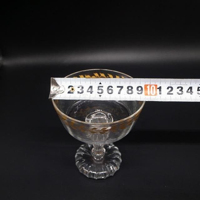 エミール・ガレ　金彩装飾　オリーブ文様　シャンパンカップ