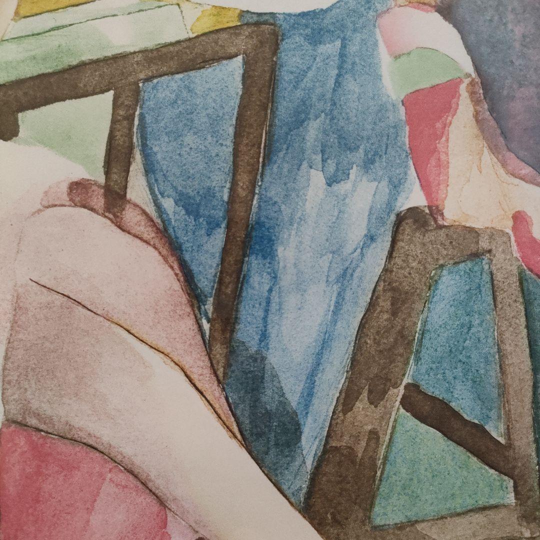 マリーローランサン　カラー銅版画『3人の女性』1937年製作、ウコン布＆共箱付