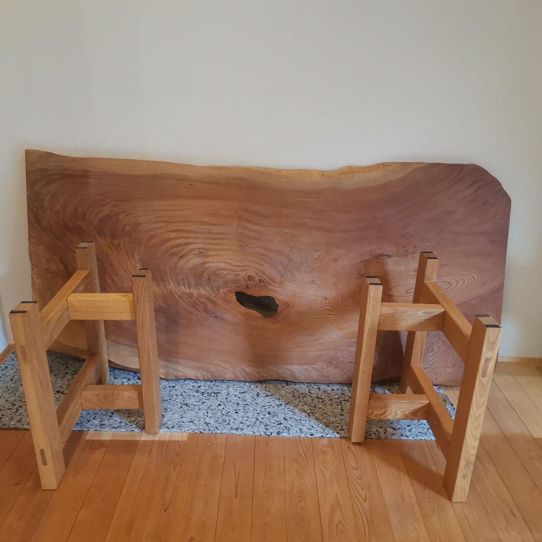 TK 　一枚板　ダイニングテーブル　とちの木　樹洞(うろ)有り　個性的