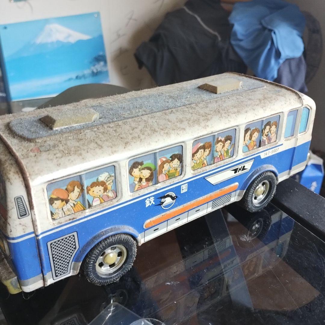 バス型おもちゃ 金属製 青と白