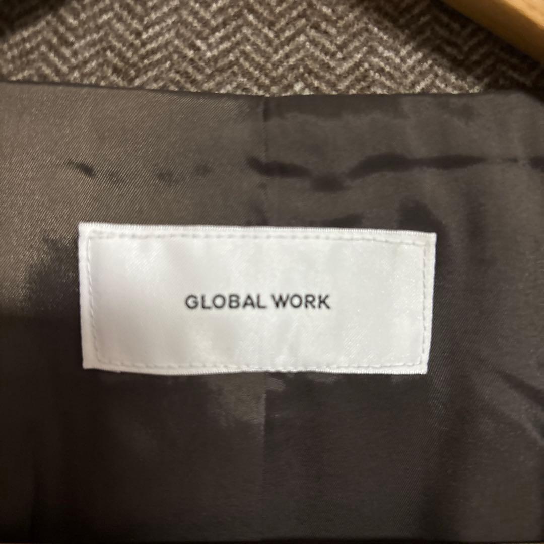 GLOBAL WORK 軽やかストレッチ襟2WAYロングコートSサイズ　ブラウン