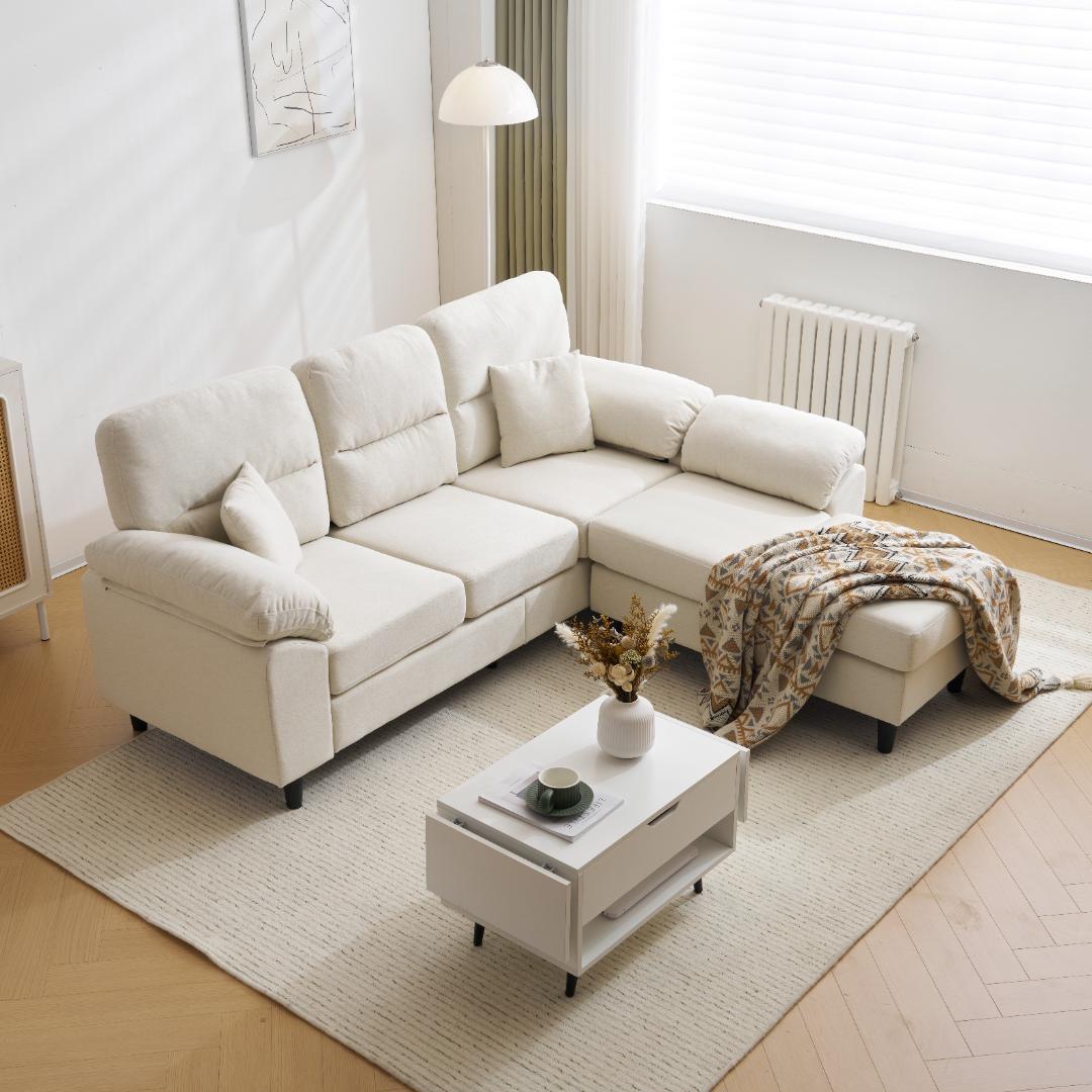 超人気✨2-5人掛けソファーセットコーナーL字 クッション付きWHITE